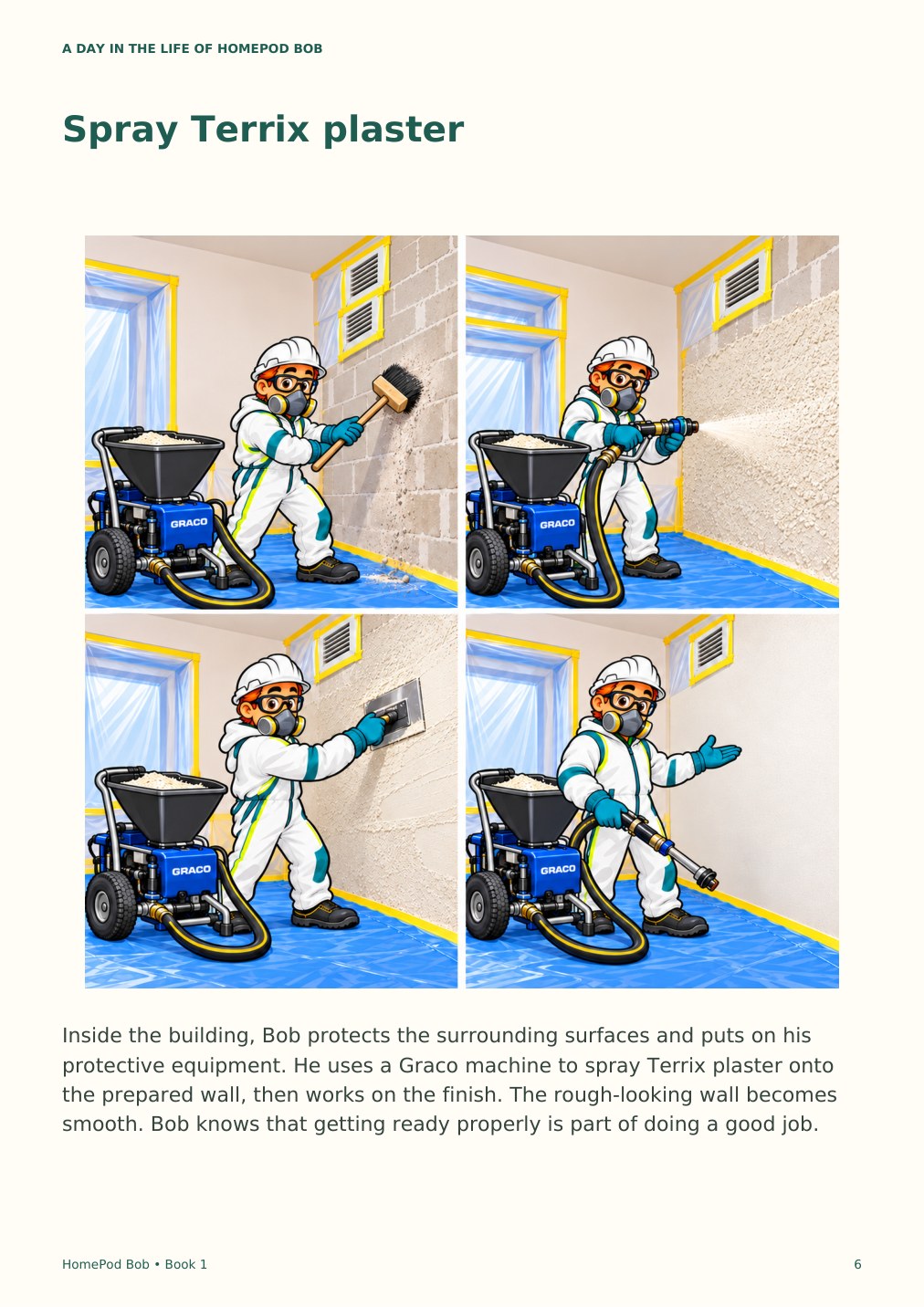 Illustrated book page 6: Spray Terrix plaster