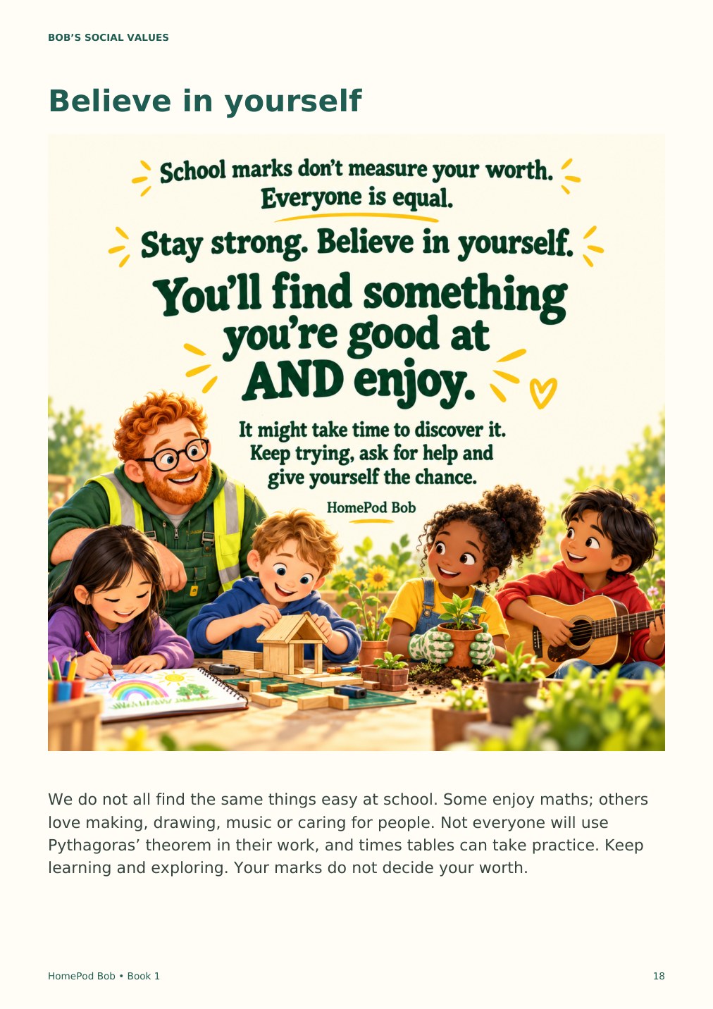 Illustrated book page 18: Believe in yourself
